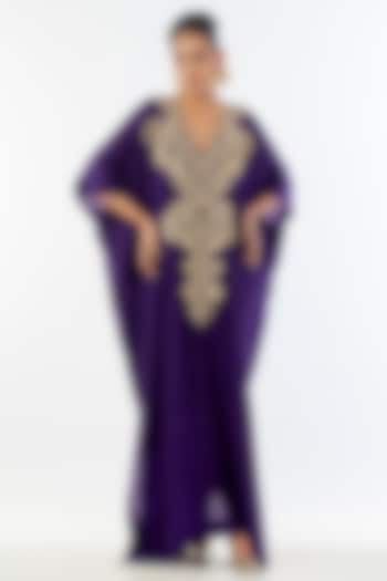 Purple Silk Zardosi Embroidered Kaftan by Mrunalini Rao at Pernia's Pop Up Shop