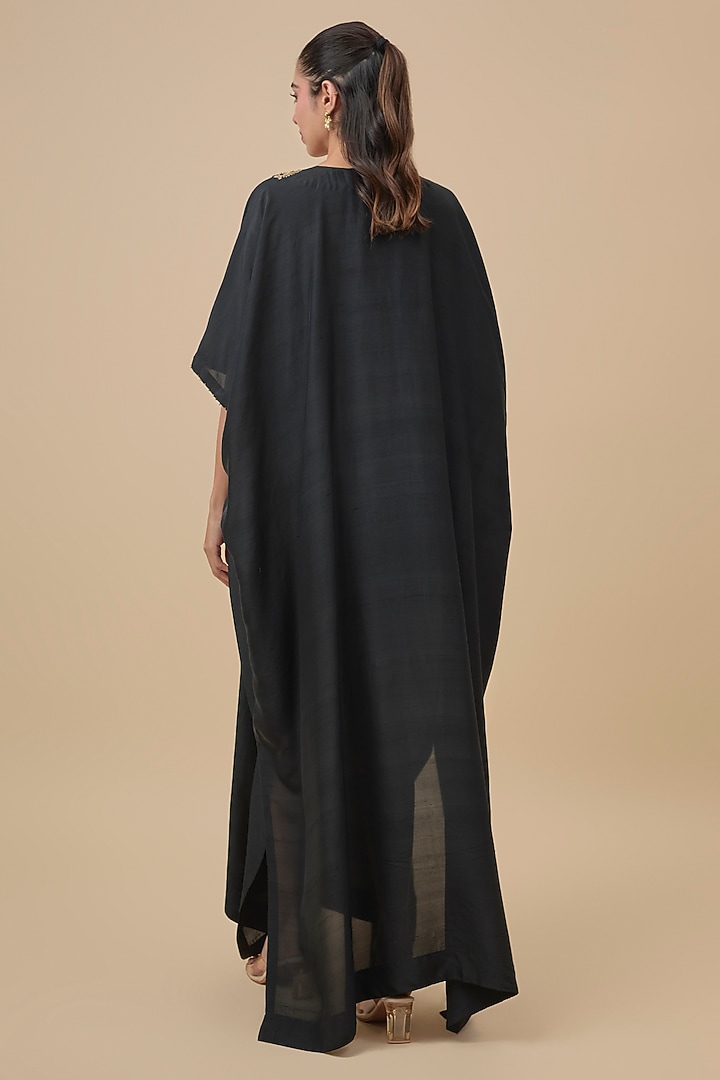 Black Silk Zardosi Embroidered Kaftan by Mrunalini Rao at Pernia's Pop Up Shop