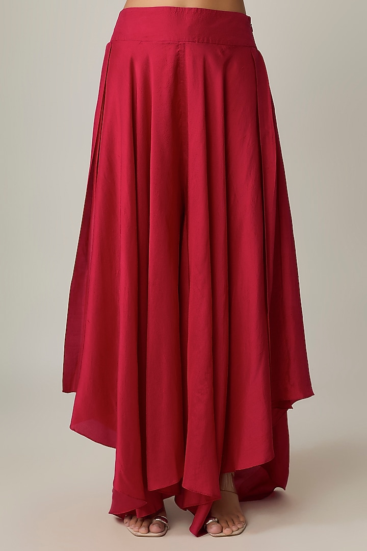 Red Silk Zardosi & Pearl Embroidered Kaftan Set by Mrunalini Rao at Pernia's Pop Up Shop