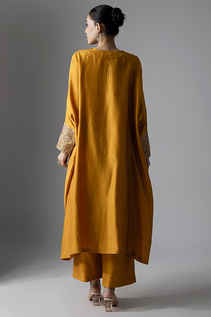 Yellow Silk Zardosi Embroidered Kurta Set by Mrunalini Rao at Pernia's Pop Up Shop