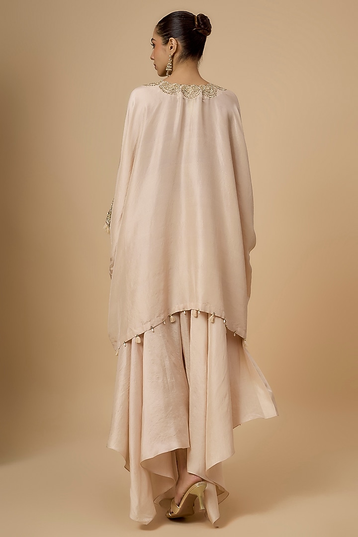 Ivory Silk Zardosi Embroidered Short Kurta Set by Mrunalini Rao at Pernia's Pop Up Shop