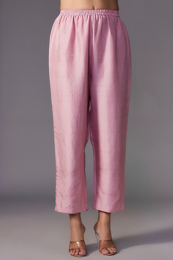 Baby Pink Pure Silk Zardosi Embroidered Kaftan Set by Mrunalini Rao at Pernia's Pop Up Shop
