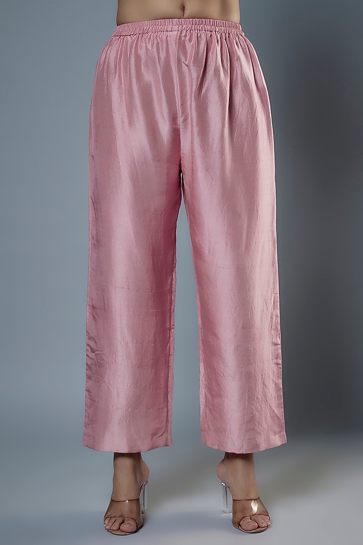 Baby Pink Pure Silk Zardosi Embroidered Kaftan Set by Mrunalini Rao at Pernia's Pop Up Shop
