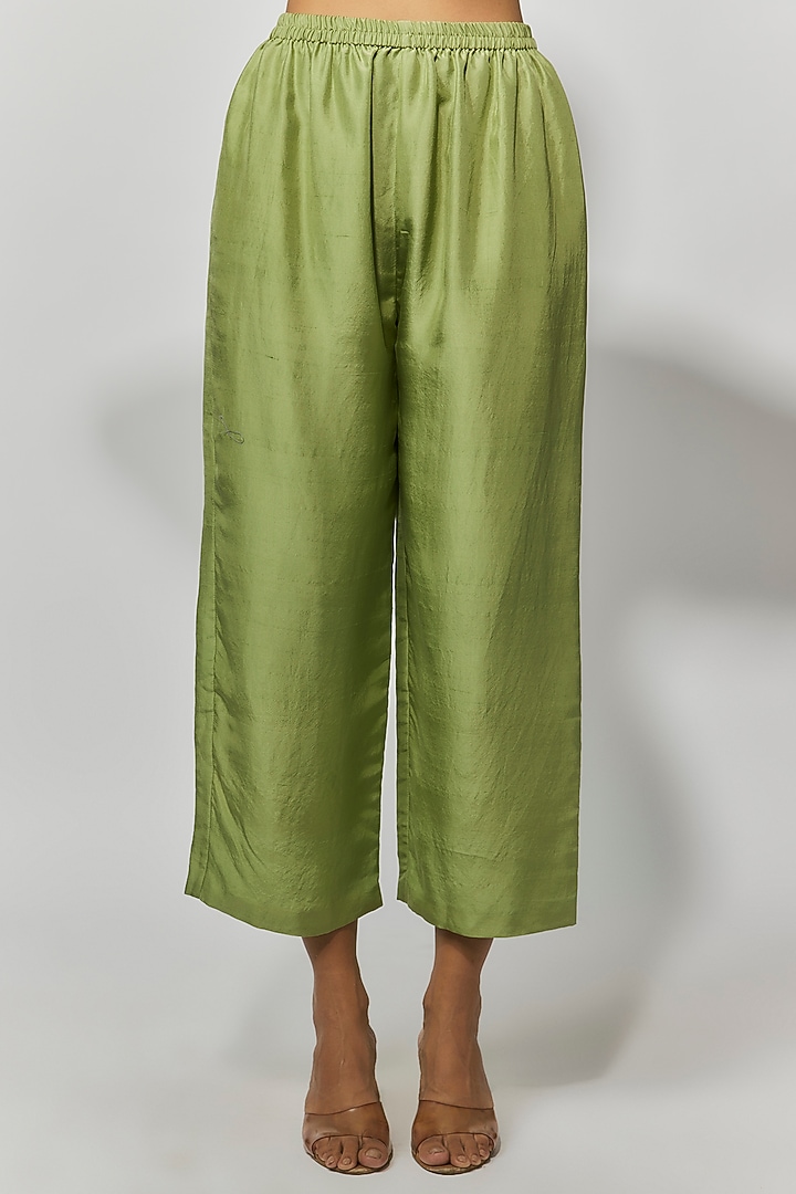Sage Green Silk Zardosi Embroidered Kurta Set by Mrunalini Rao at Pernia's Pop Up Shop