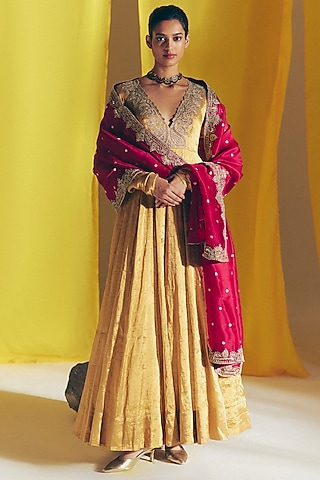 Shop Designer Gold Anarkali Dress | Pernia's Pop-Up Shop 2026