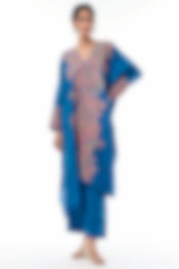 Vivid Blue Silk Zardosi Embroidered Kurta Set by Mrunalini Rao at Pernia's Pop Up Shop