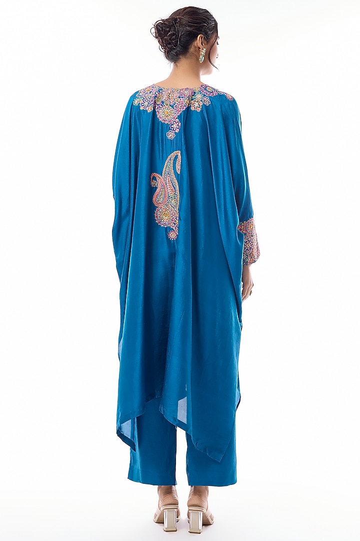 Vivid Blue Silk Zardosi Embroidered Kurta Set by Mrunalini Rao at Pernia's Pop Up Shop