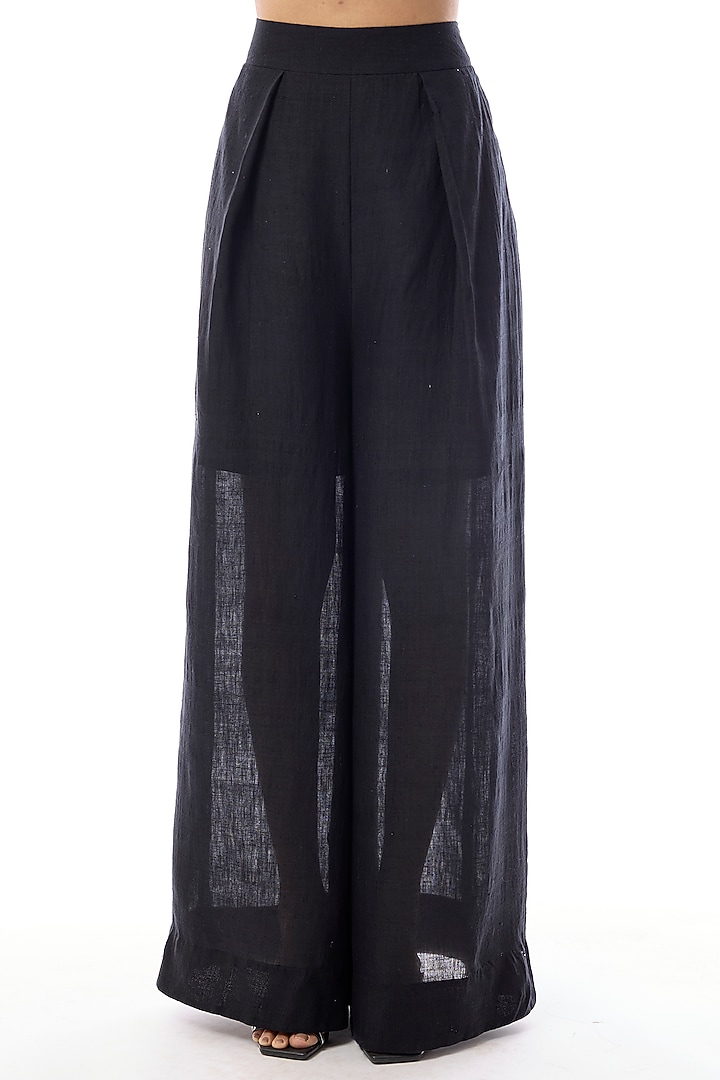 Black Raw Silk Zardosi Embroidered Waistcoat Set by Mrunalini Rao at Pernia's Pop Up Shop