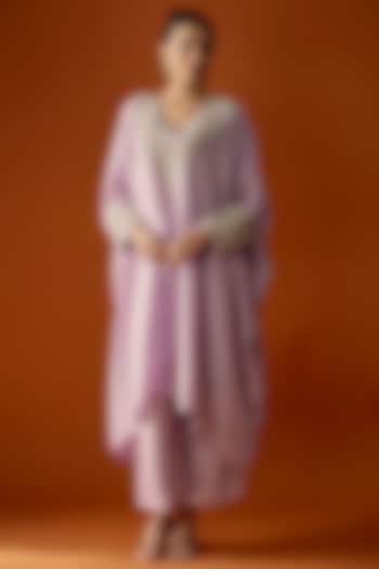 Lilac Pure Silk Zardosi Embroidered Kaftan Set by Mrunalini Rao at Pernia's Pop Up Shop