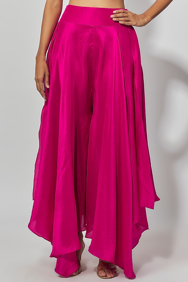 Fuchsia Raw Silk Zardosi Embroidered Jacket Set by Mrunalini Rao at Pernia's Pop Up Shop