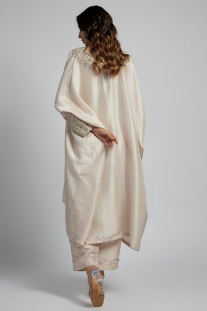 Off-White Paisley Zardosi Embroidered Kaftan Set by Mrunalini Rao at Pernia's Pop Up Shop