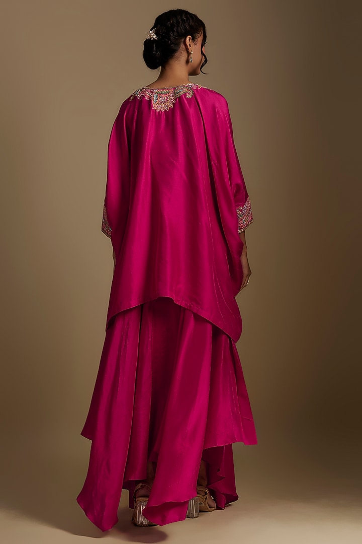 Hot Pink Pure Silk Zardosi Hand Embroidered Kurta Set by Mrunalini Rao at Pernia's Pop Up Shop