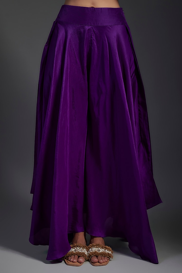 Purple Pure Silk Zardosi Hand Embroidered Kurta Set by Mrunalini Rao at Pernia's Pop Up Shop