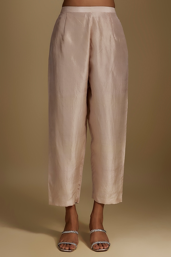 Ivory Pure Silk Zardosi Hand Embroidered Bridal Anarkali Set by Mrunalini Rao at Pernia's Pop Up Shop