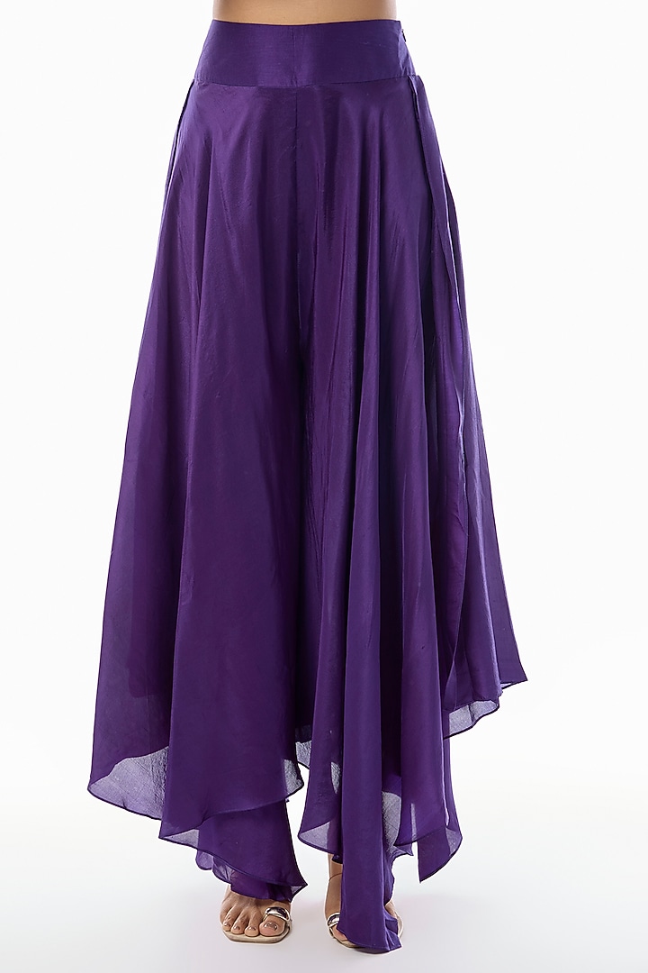 Purple Silk Resham & Zardosi Embroidered Short Kurta Set by Mrunalini Rao at Pernia's Pop Up Shop