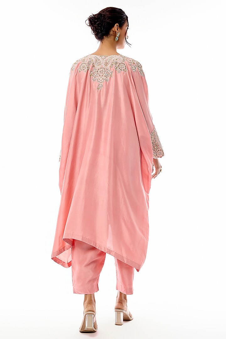 Pink Pure Silk Zardosi Hand Embroidered Kurta Set by Mrunalini Rao at Pernia's Pop Up Shop