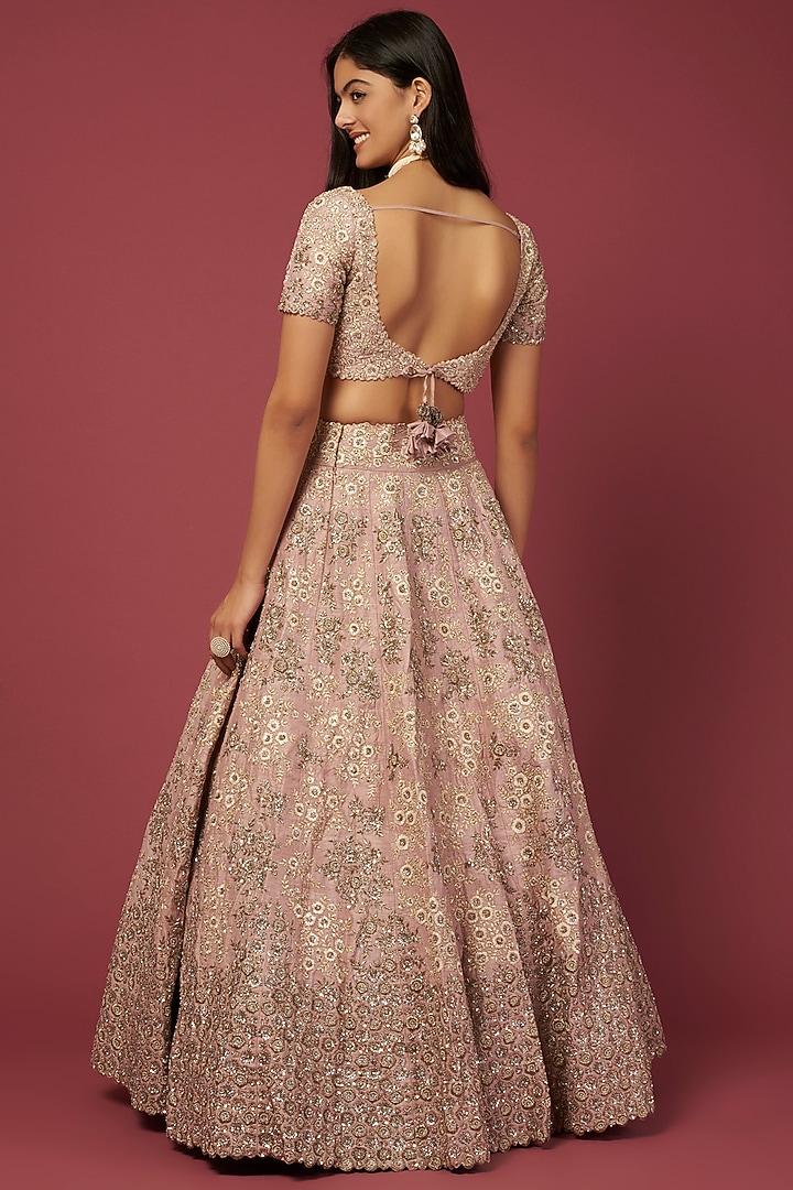 Blush Pink Embroidered Bridal Lehenga Set by Mrunalini Rao at Pernia's Pop Up Shop