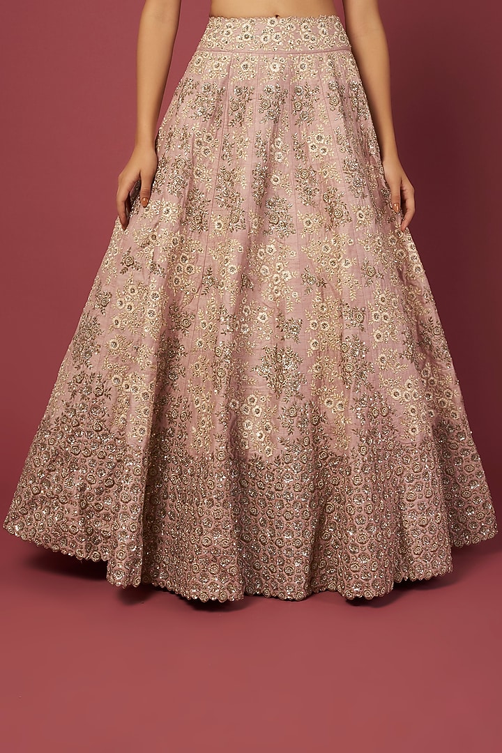 Blush Pink Embroidered Bridal Lehenga Set by Mrunalini Rao at Pernia's Pop Up Shop