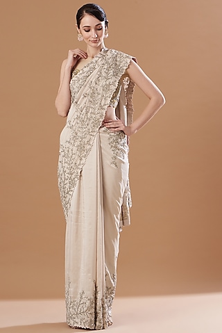 Blush Pink Embellished Saree Set by Mrunalini Rao