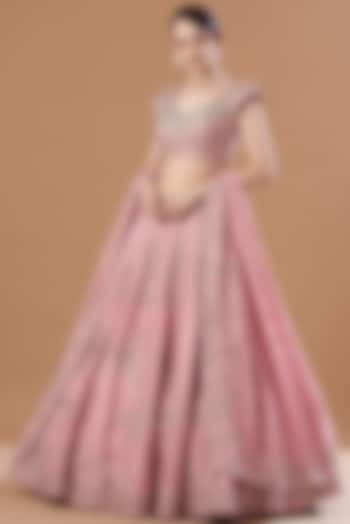 Blush Pink Embroidered Bridal Lehenga set by Mrunalini Rao at Pernia's Pop Up Shop