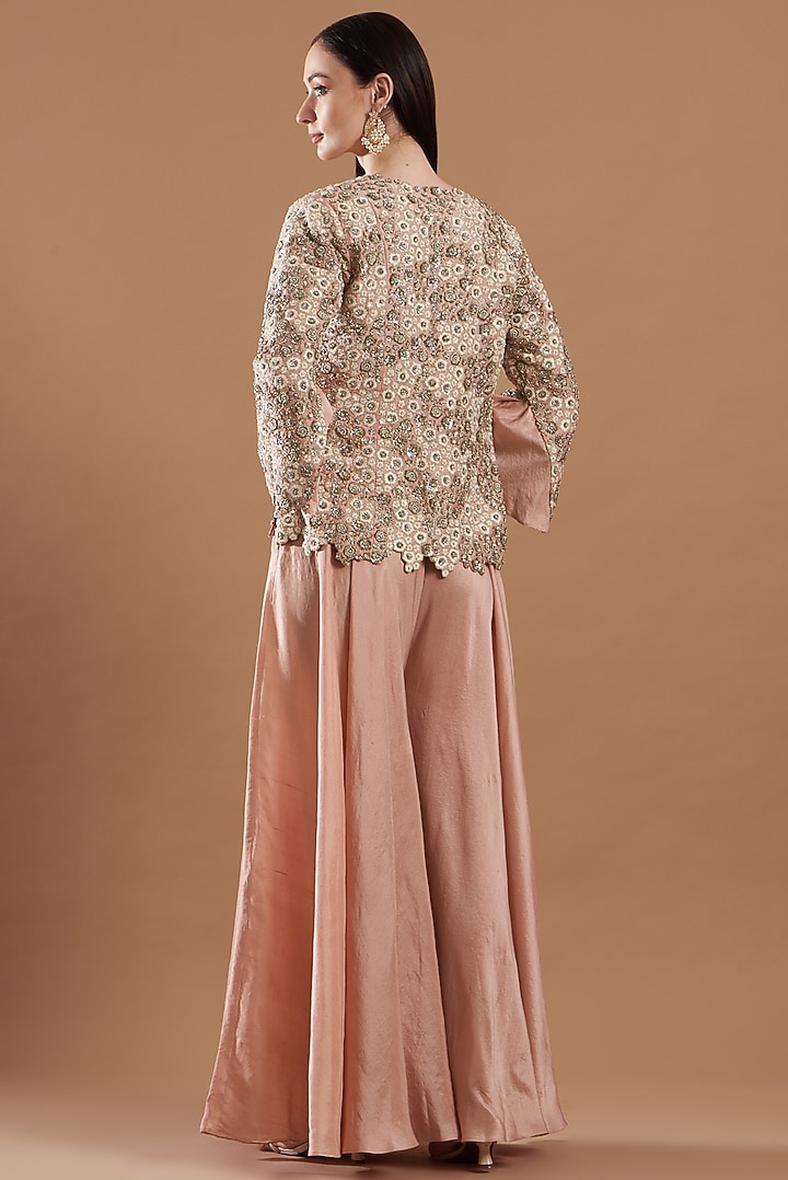 Blush Pink Embroidered Jacket Set by Mrunalini Rao at Pernia's Pop Up Shop