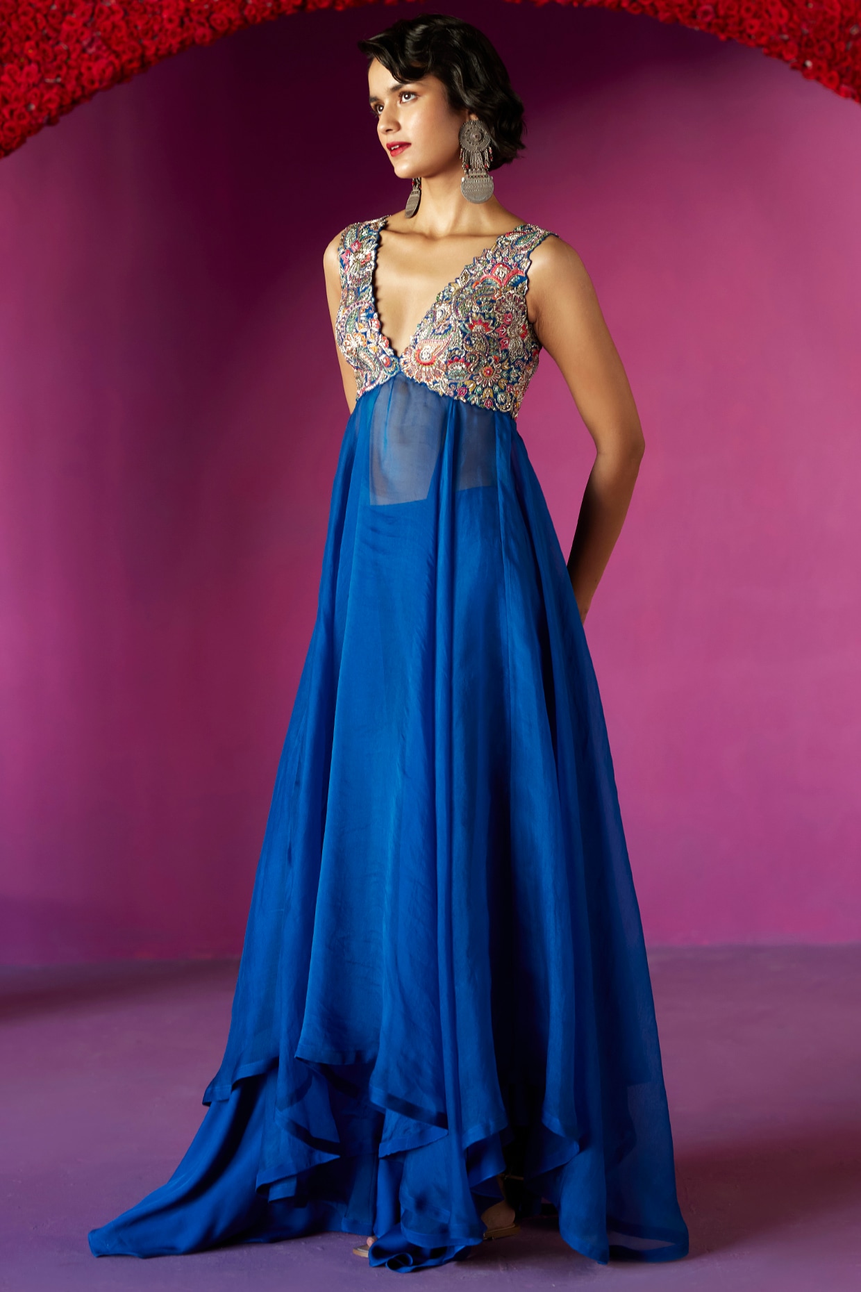Buy Embroidered yoke gown by Mrunalini Rao at Aashni and Co