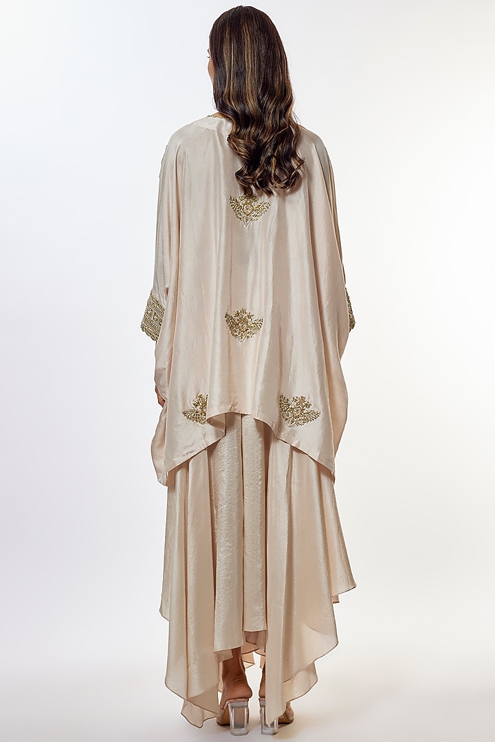 Ivory Pure Silk Zardosi Hand Embroidered Cuff Kurta Set by Mrunalini Rao at Pernia's Pop Up Shop