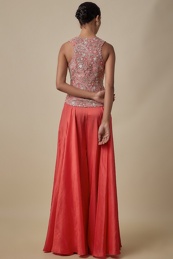 Coral Pure Silk Pant Set by Mrunalini Rao at Pernia's Pop Up Shop