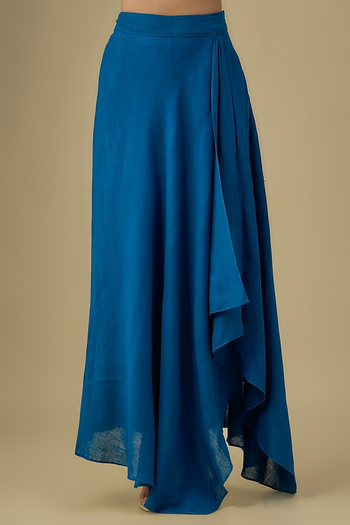 Royal Blue Raw Silk & Matka Silk Skirt Set by Mrunalini Rao at Pernia's Pop Up Shop