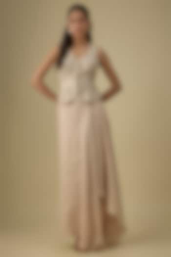 Ivory Raw Silk & Matka Silk Skirt Set by Mrunalini Rao at Pernia's Pop Up Shop