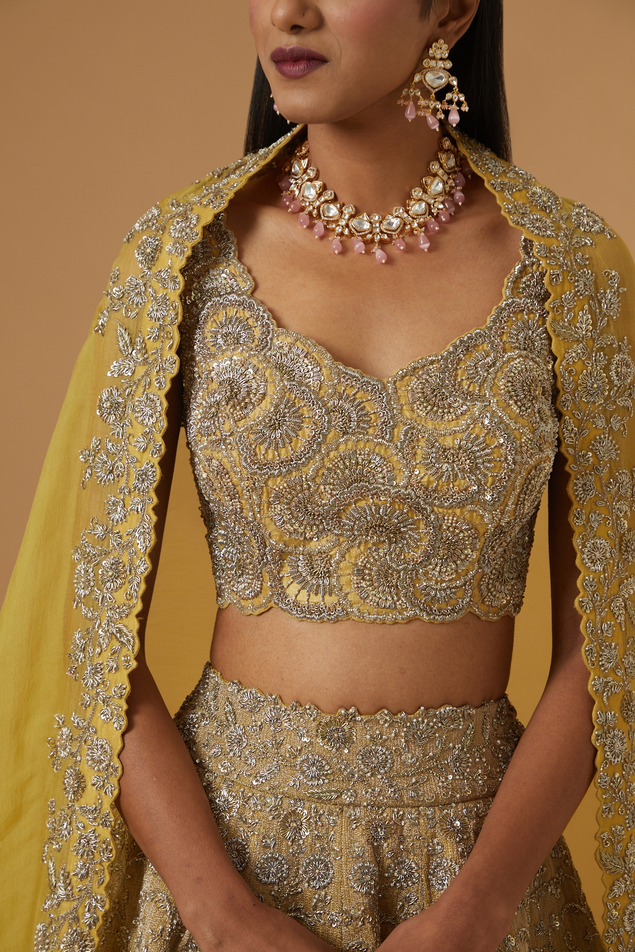 Shop Gold designer Lehenga Skirts for Women Online | Aza Fashions
