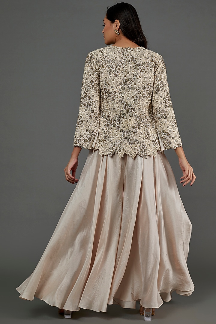 Ivory Hand Embroidered Jacket Set by Mrunalini Rao at Pernia's Pop Up Shop
