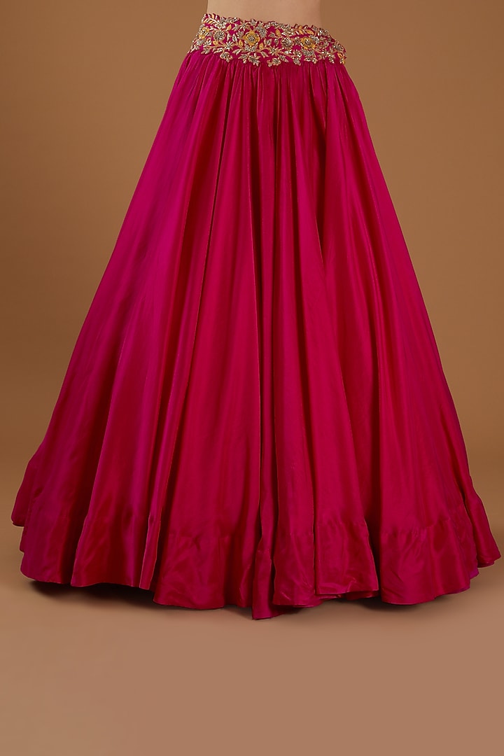 Red Embroidered Jacket Wedding Lehenga Set by Mrunalini Rao at Pernia's Pop Up Shop