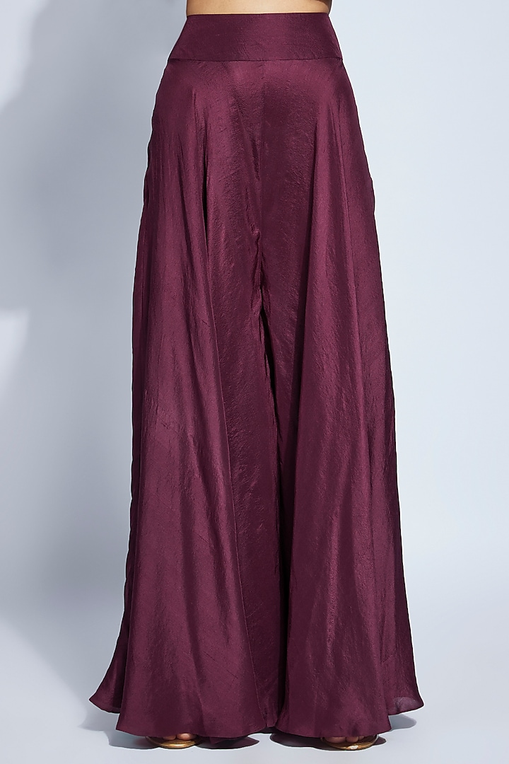 Burgundy Raw Silk Resham & Zardosi Embroidered Jacket Set by Mrunalini Rao at Pernia's Pop Up Shop