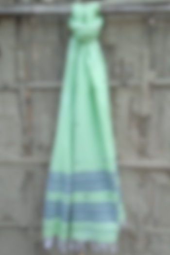 Green & Blue Striped Stole by Rupali Kalita at Pernia's Pop Up Shop