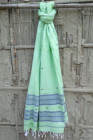 Green & Blue Striped Stole by Rupali Kalita