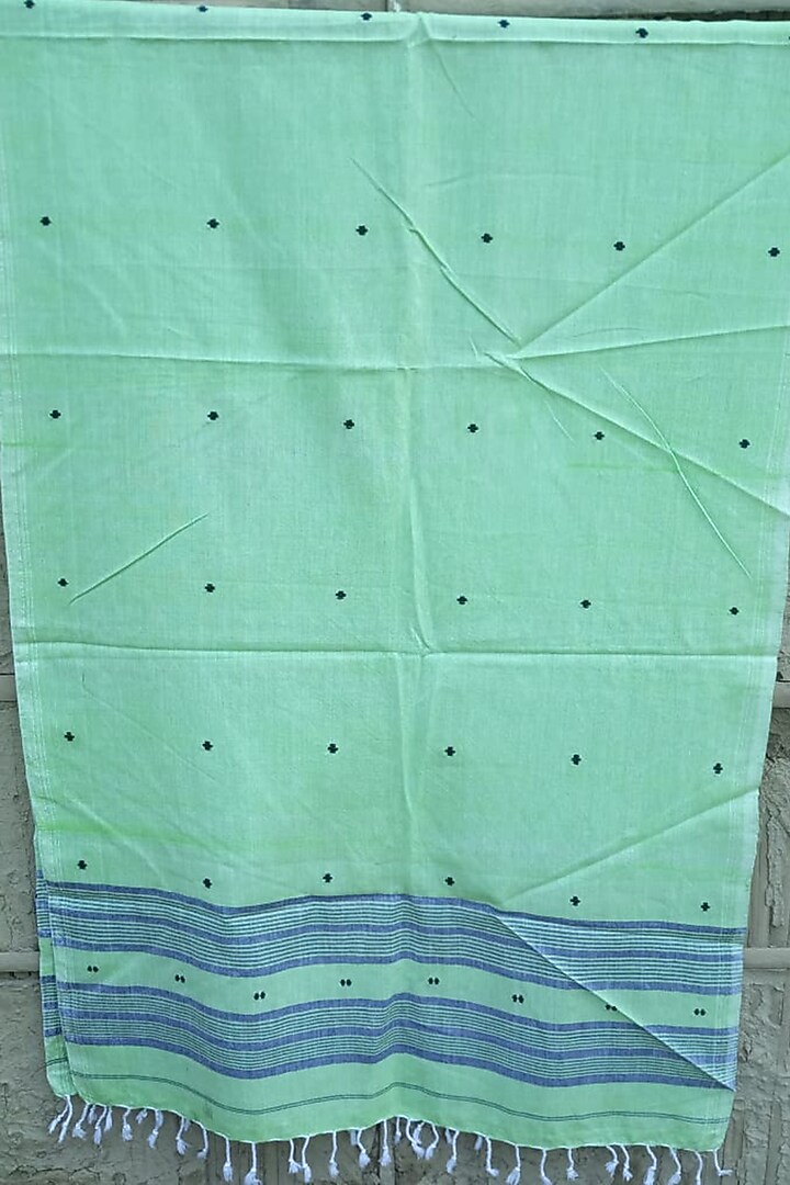 Green & Blue Striped Stole by Rupali Kalita at Pernia's Pop Up Shop