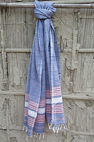Blue Handwoven Stole by Rupali Kalita