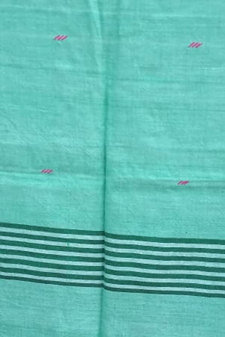 Green Handwoven Stole With Green Stripes by Rupali Kalita at Pernia's Pop Up Shop