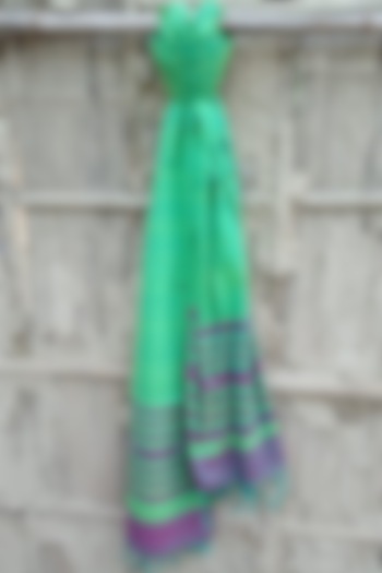 Green & Purple Striped Handwoven Stole by Rupali Kalita at Pernia's Pop Up Shop