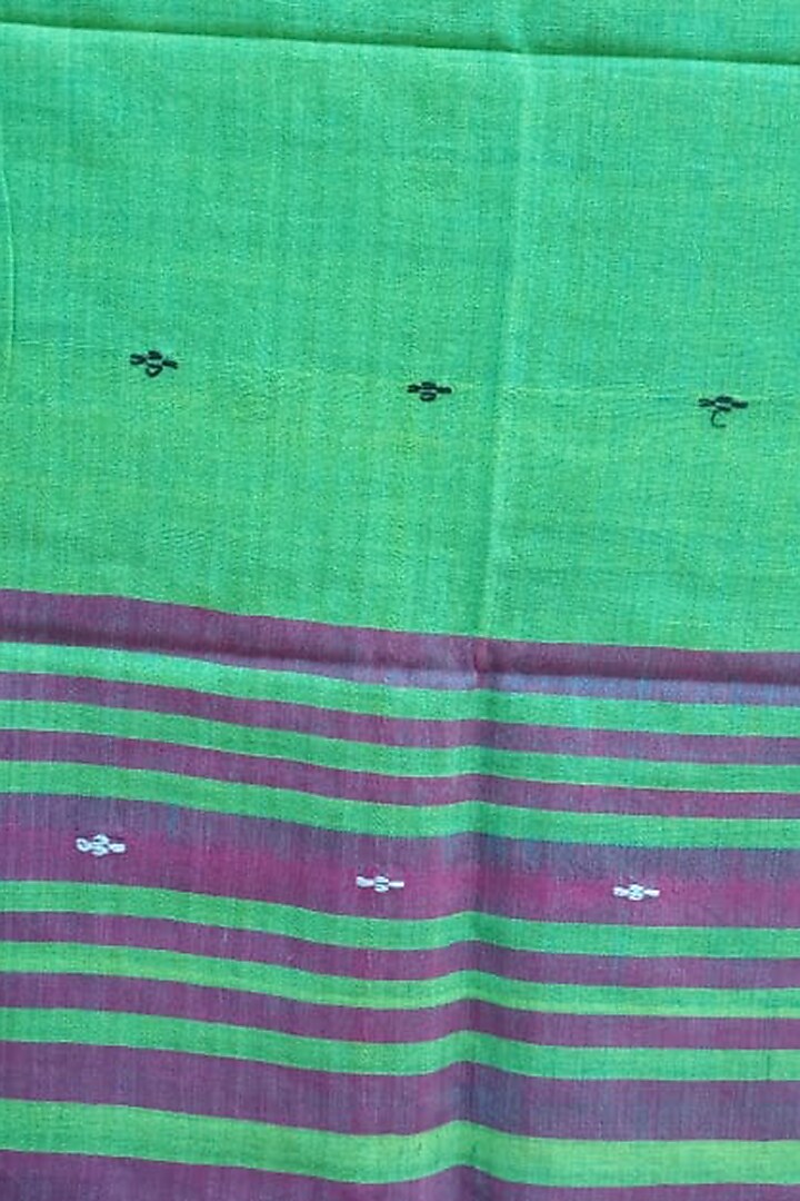 Green & Purple Striped Handwoven Stole by Rupali Kalita at Pernia's Pop Up Shop
