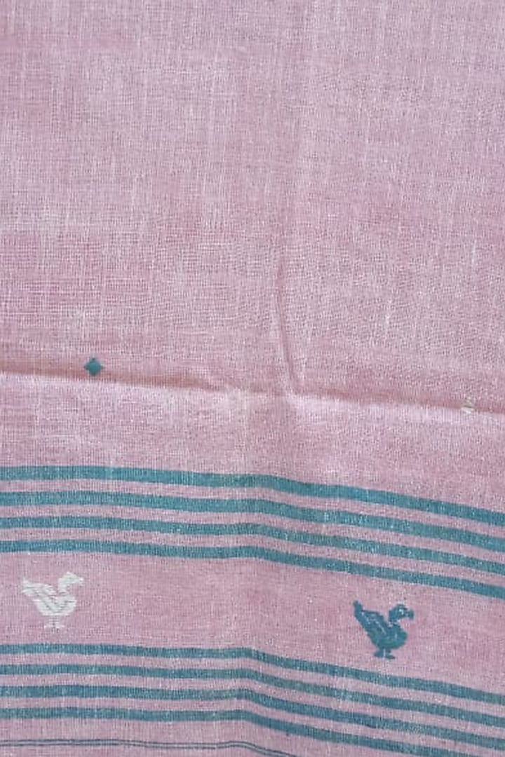 Pink & Green Striped Handwoven Stole by Rupali Kalita at Pernia's Pop Up Shop