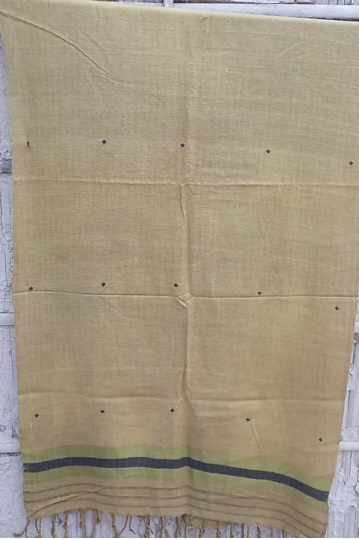 Skin Colored Handwoven Stole With Stripes by Rupali Kalita at Pernia's Pop Up Shop