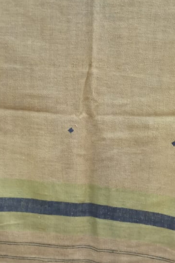 Skin Colored Handwoven Stole With Stripes by Rupali Kalita at Pernia's Pop Up Shop