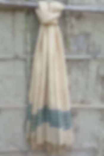 Beige Handwoven Striped Stole by Rupali Kalita at Pernia's Pop Up Shop