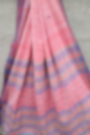 Red & Blue Striped Handwoven Saree by Rupali Kalita at Pernia's Pop Up Shop