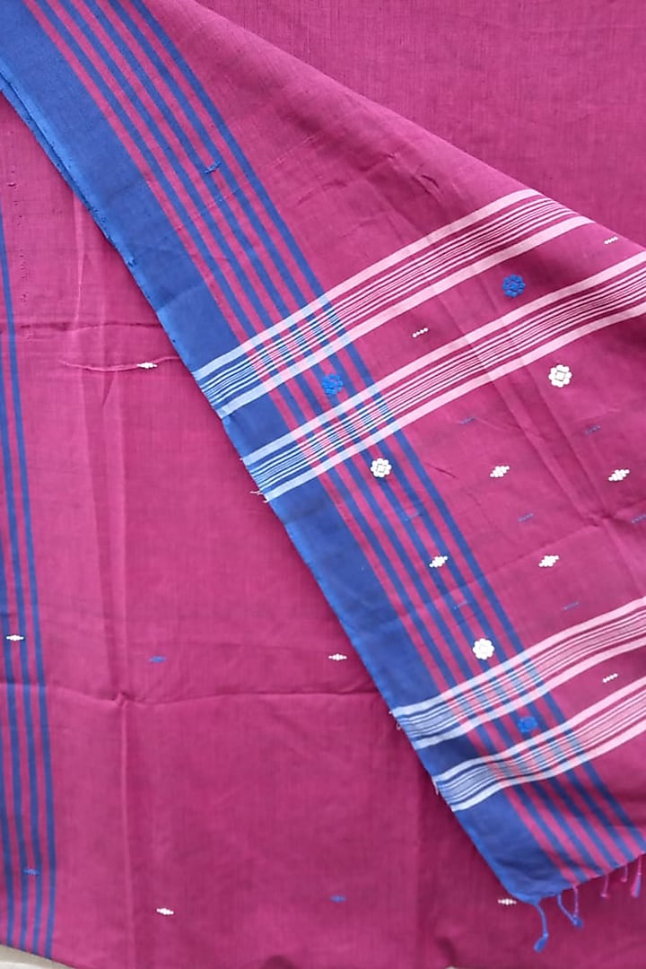Magenta Handwoven Striped Saree by Rupali Kalita at Pernia's Pop Up Shop