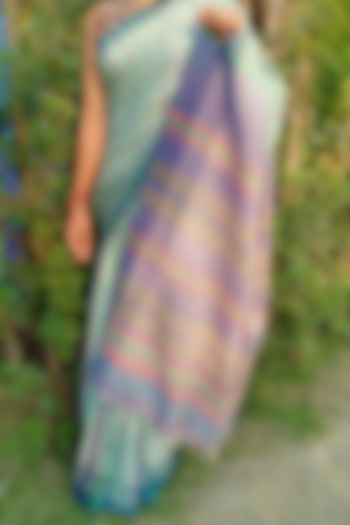 Magenta Handwoven Striped Saree by Rupali Kalita at Pernia's Pop Up Shop