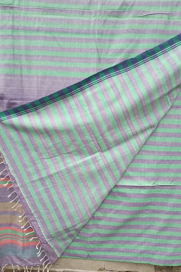 Magenta Handwoven Striped Saree by Rupali Kalita at Pernia's Pop Up Shop