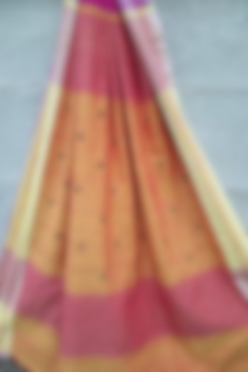 Magenta Handwoven Saree With Black Motifs by Rupali Kalita at Pernia's Pop Up Shop